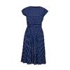 Women Polka Dot Print Midi Dress Crewneck Short Sleeve A-line Dress with Belt Summer