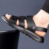 TUINANLE Non Slip Soft Breathable Mens Summer Sandals Casual Fashion Versatile Plus Size Leather Flat Slip On Sandals for Men