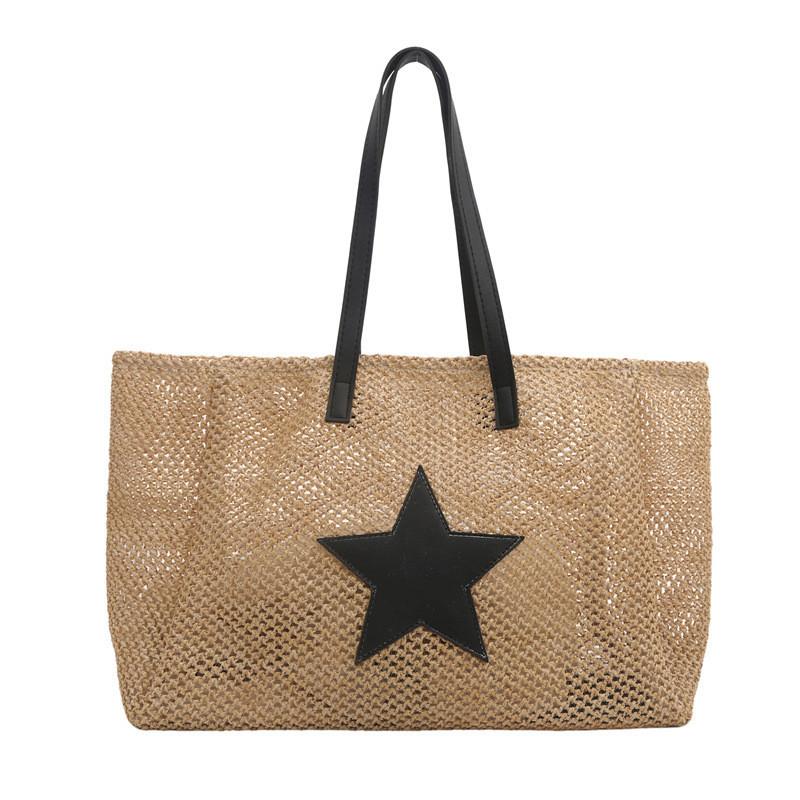 Chic Urban Simple Style Woven Tote Bag Vintage Fashion Summer 2024 Large Capacity