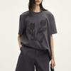 Women's 3D Flocked Floral Short Sleeve T-Shirt