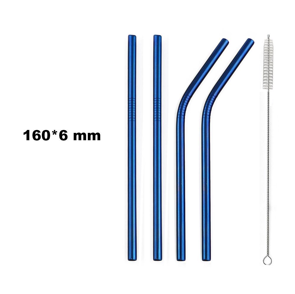 Fruit Juice Straws Mini 160mm Short Rainbow Stainless Steel Metal Straws Straight Bend Reusable Drinking Small 4Straw 1prush