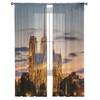 Famous Notre Dame Cathedral In Paris At Dawn Chiffon Sheer Curtains for Living Room Bedroom Decor Window Voiles Tulle Curtain