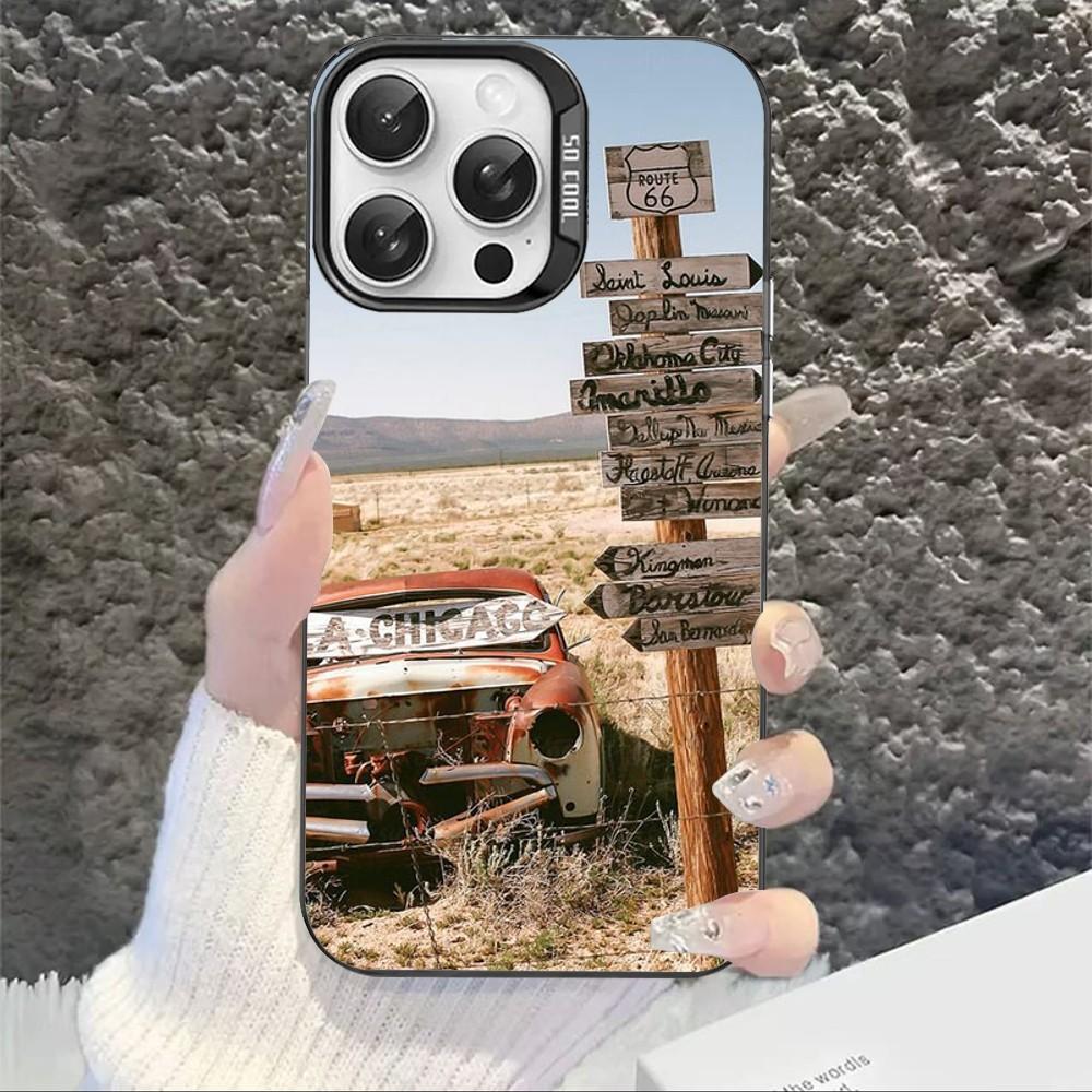

America Route 66 Phone Case For IPhone 16 15 14 13 12 11 Pro Max X XR XSMAX 8 7 Plus Matte Shockproof Back Cover iPhone 13