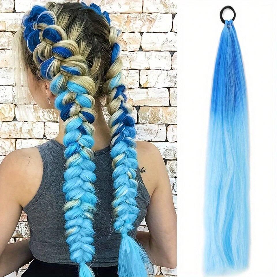 Estensioni Coda di Cavallo Sintetica Liscia Lunghe 70CM Elastico Versatile Parrucca Elegante Pezzi di Capelli per Donne alla Moda