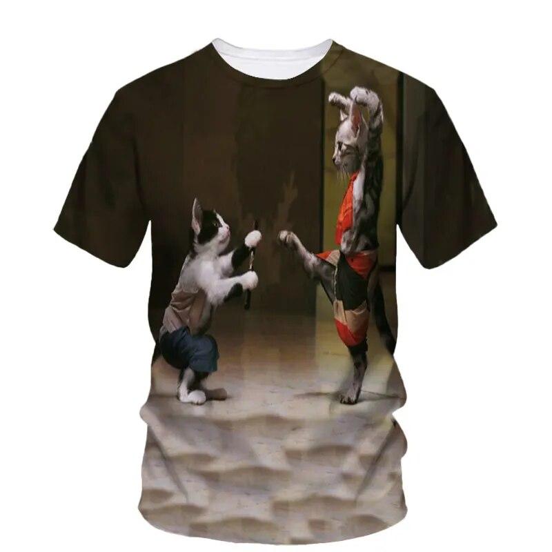 Fashion Taekwondo Men's T-Shirt Customized Quick-Drying Martial Arts Sanda 3d Pattern Tough Man O-Neck Short Sleeve Outdoor Top