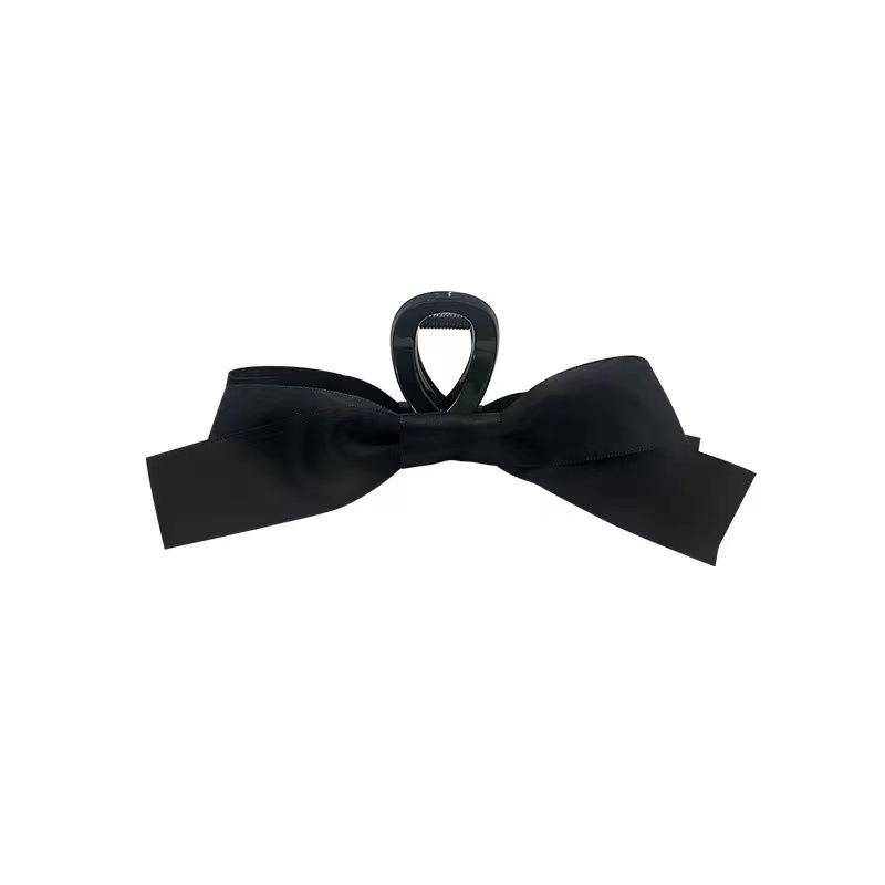 Hepburn Style Black Bow Hair Clip - Elegant Shark Hairpin for Women