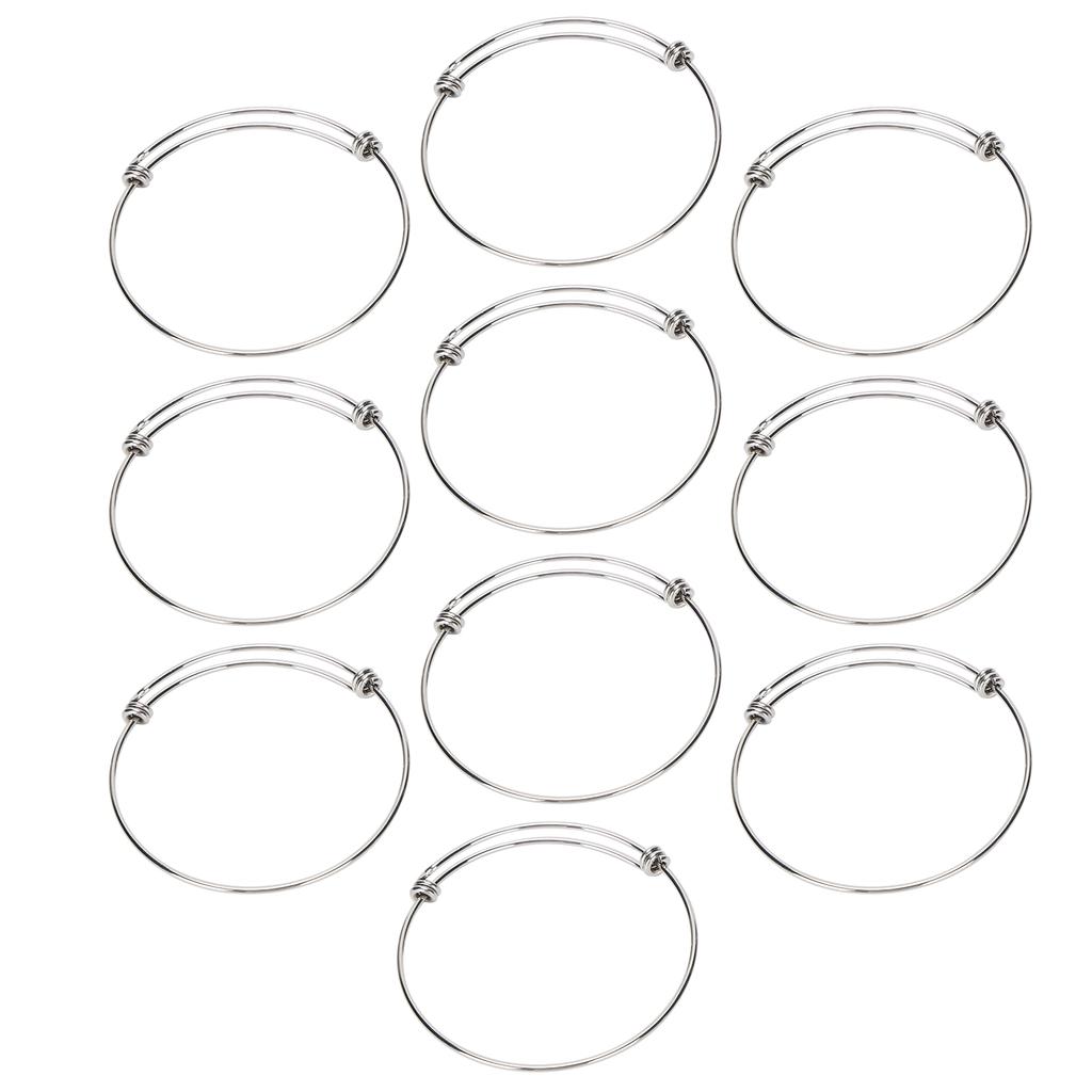10Pcs Stainless Steel Bangle 1.6mm Adjustable Expandable Coil Bracelet DIY Accessories