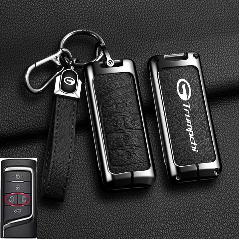 Auto Smart Key Fob Cover Case Fit For Gac Trumpchi Gs7 Gs8 Gm8 Gs5 Ga6 Gm6 Zinc Alloy Genuine Leather Key Fob Protect Mount Remote Automotive Auto