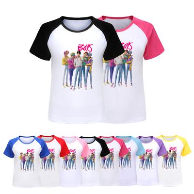 4986 Kids Girls Sajaboys Rumi Zoey Mira Print Raglan Short Sleeves T-Shirt