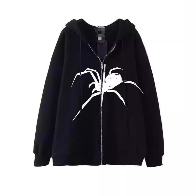 European Size Men's and Women's Printed Zipper Sweater Spider Hoodie Sweater Hoodie