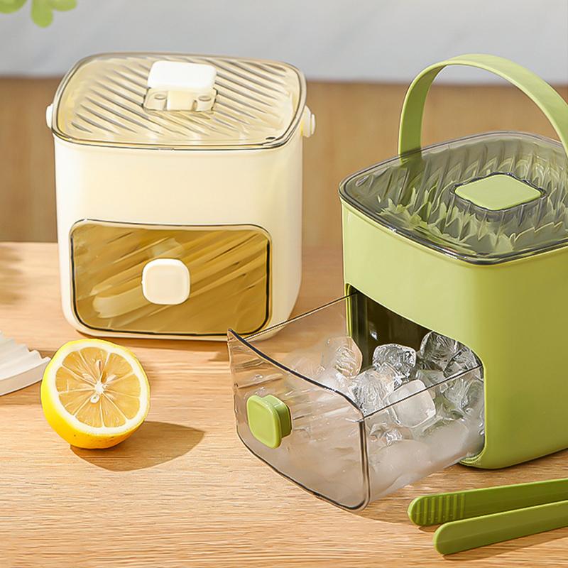Large Capacity 48 Cube Ice Tray with Lid and Handle 2-Tier Ice Mold with Tongs Easy Release Ice Cube Storage Bin for Freezer