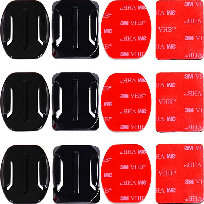 Adhesive Mounts For GoPro 13 12 9 8 7 5 Curved Flat Mounts  Sticky Pads for Go Pro Dji  SJCAM Action Camera Helmet Board Car