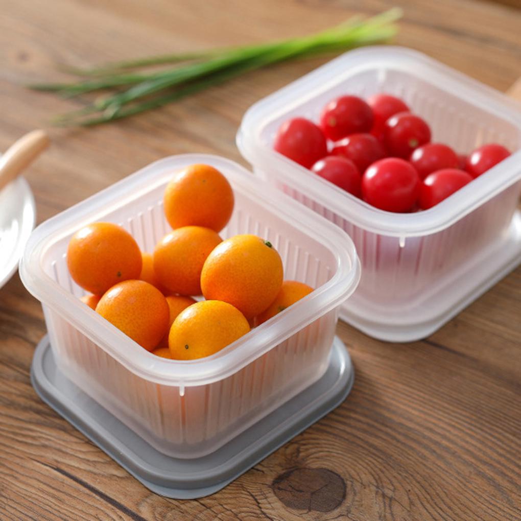 Round Drain Sealed Crisper Ginger Garlic Onion Food Fridge Kitchen Storage Box