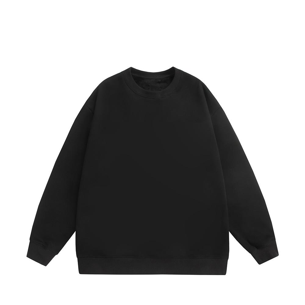 Autumn 2025 Men's Plus Size Loose Round Neck Solid Color Long Sleeve Hoodie