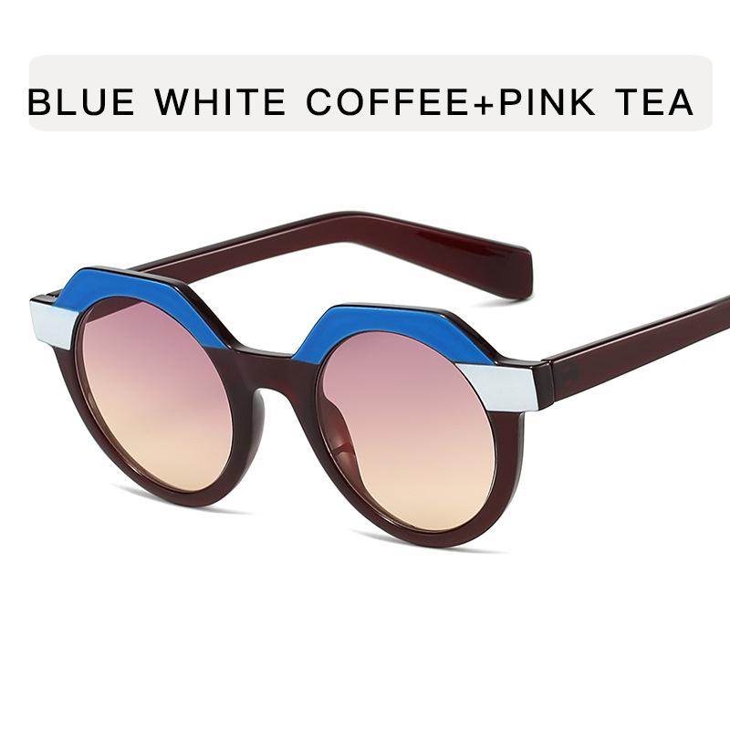Round Shape Sunglasses Women Vintage Style Patchwork Color Woman Sun Glasses Holiday Travelling Women Glasses