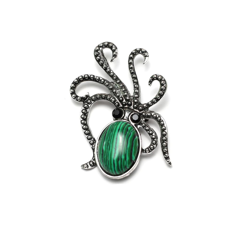 1Pc Colourful Diamonds Gemstones Octopus Brooches, Reiki Healing Crystal Amethyst Agate Opal Gemstone Brooch Pin, Energy Natural Stone Brooch Jewelry