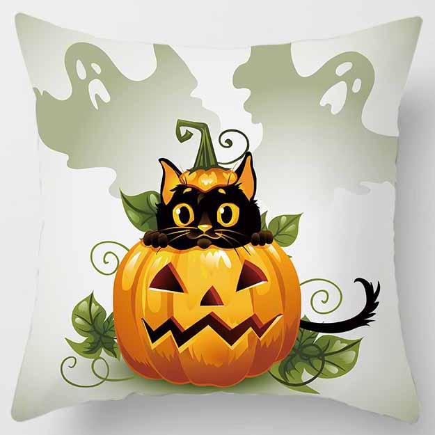 Halloween Cartoon Cat Square Pillowcase Home Decoration Car Sofa Bedroom Cushion Cover pillow cases pillow covers decorative