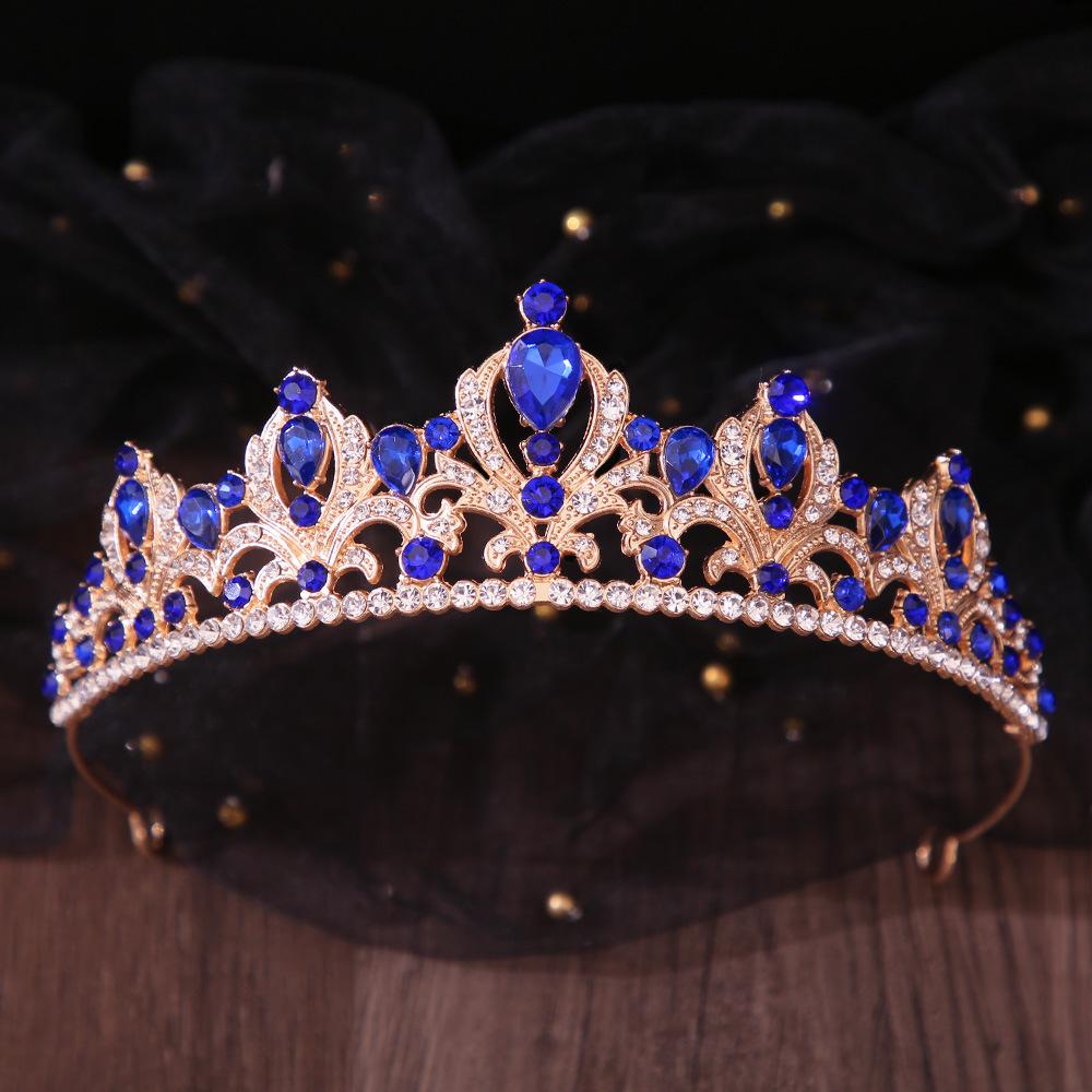 DIEZI 9 Colors Luxury Princess Girls Opal Crystal Bridal Wedding Tiara Crown Bride Queen Headbands Hair Jewelry Accessories