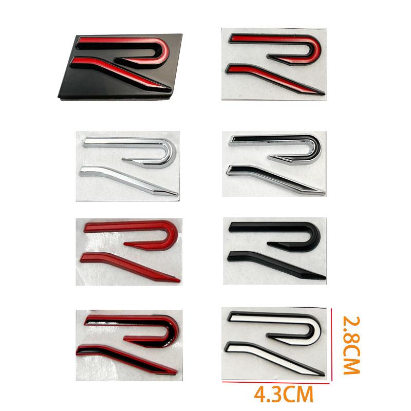3D Metal R logo Emblem Front Grille Badge Tail Trunk Sticker Accessories For GTI Rline Polo Golf MK8 Touareg Passat Magotan CC