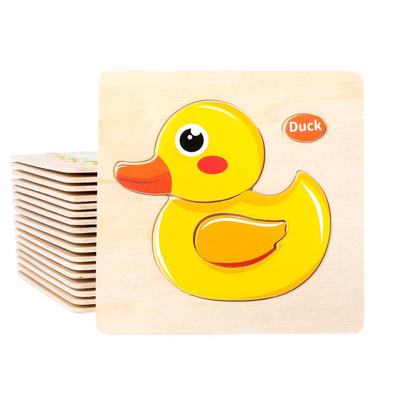 Children's 3D Wooden Animal & Transportation Shape Puzzle for Early Education