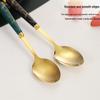 Set di Posate da 24 Pezzi in Acciaio Inossidabile con Manici a Fantasia Marmo e Porta Posate: Include Coltello da Bistecca, Forchetta, Cucchiaio e Cucchiaino.