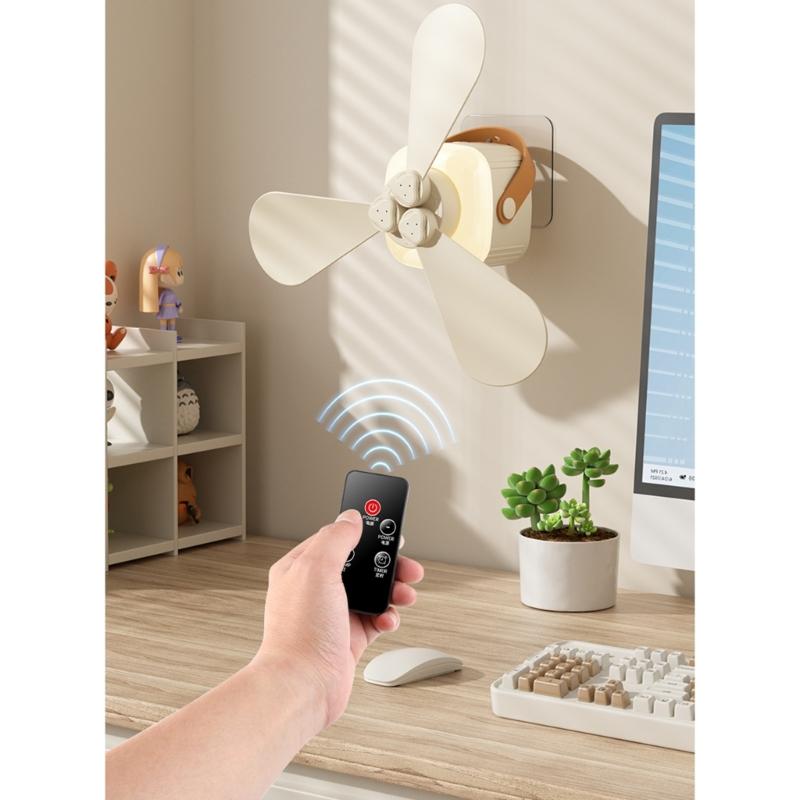 Remote Control USB Mini Ceiling Fan With LED Light 3 Speed Portable Hanging Fan For Camping Tent Outdoor Emergency