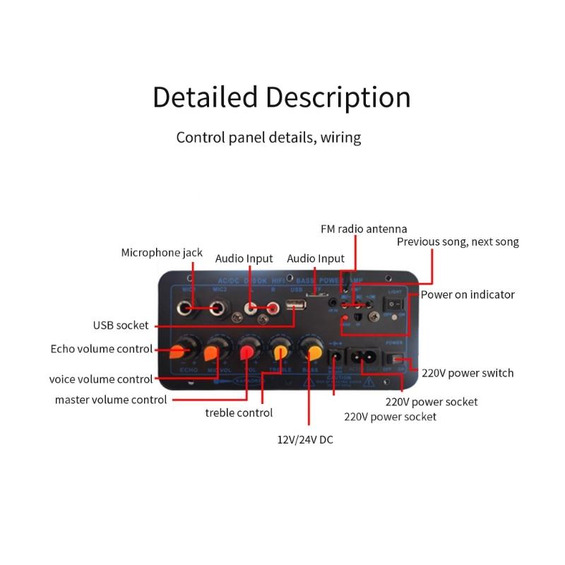 D20 Bluetooth-compatible5.0 Amplifier Board Remote Control Car Audio Power Amplifier Board USB FM-Radio TF Card Player