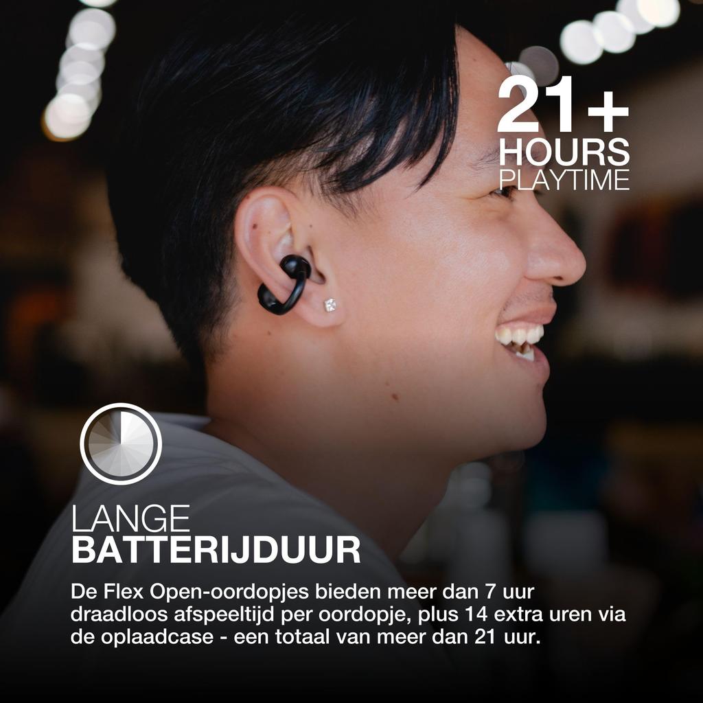 JLab Flex Ear Cuff Open Up To 21 Hours of with 12mm Dynamic Compatible with iPhone and Perfect for and Outdoor Official JLab Japan Warranty Earphones,