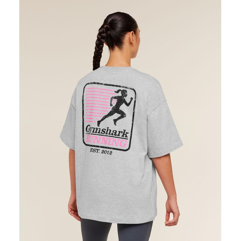 Gymshark Run Club Graphic ShorT Sleeve T shirT lighT Grey B6b6a Gbcn