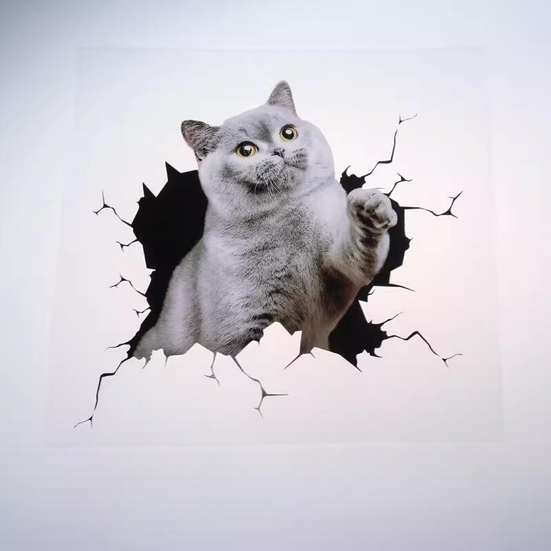 3D Cat Car Stickers Auto Body Bumper Cover Scratches Motorcycle Front Cowl Fuel Tank Decor Removable Animal Vehicle Accessories