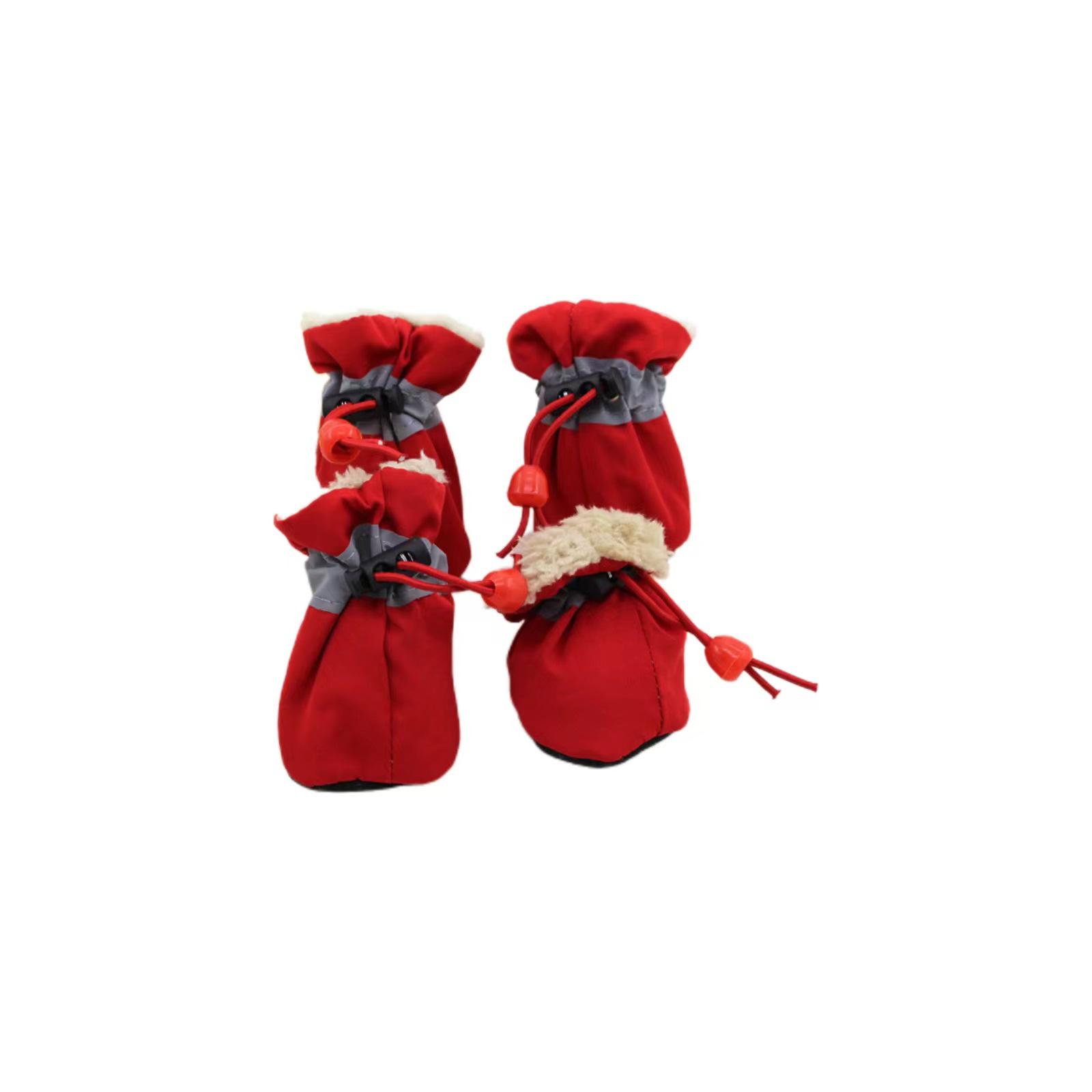 

4pcs Anti-slip Adjustable Breathable Pet Shoes Waterproof Winter Pet Dog Footwear Thick Warm For Prewalkers Socks Booties XXL червоний