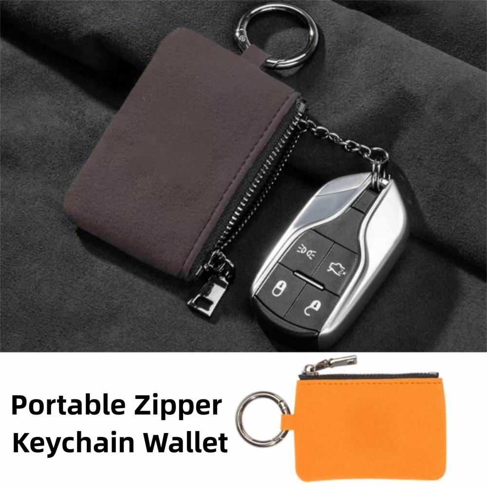 Multifunctional Portable Keychain Wallet Key Cover Suede Leather Key Case  for Men Women