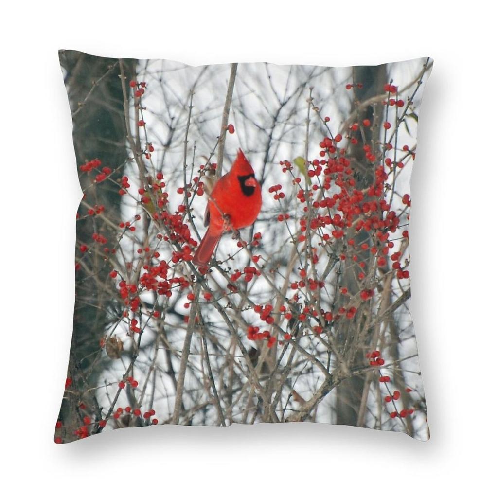 Cardinal Square Pillowcase Polyester Linen Velvet Pattern Zip Decor Throw Pillow Case Bed Cushion Cover x