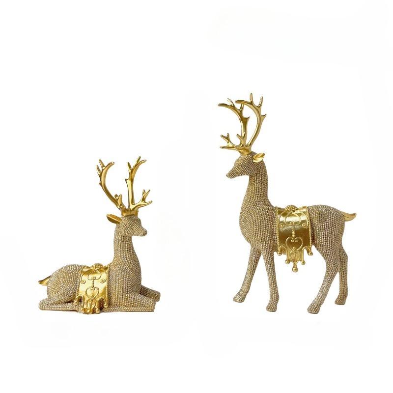 European Style Minimalist Christmas Bead Deer Ornament Simulation Resin Home Holiday Desktop Decoration Ornament