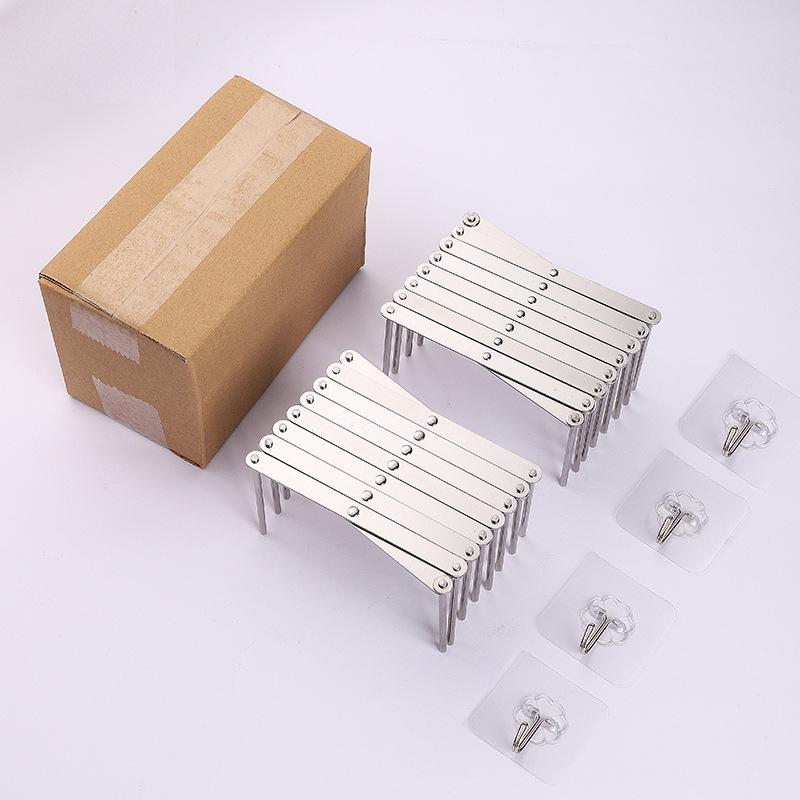 Adjustable Stainless Steel Kitchen Pot Lid & Dish Storage Rack