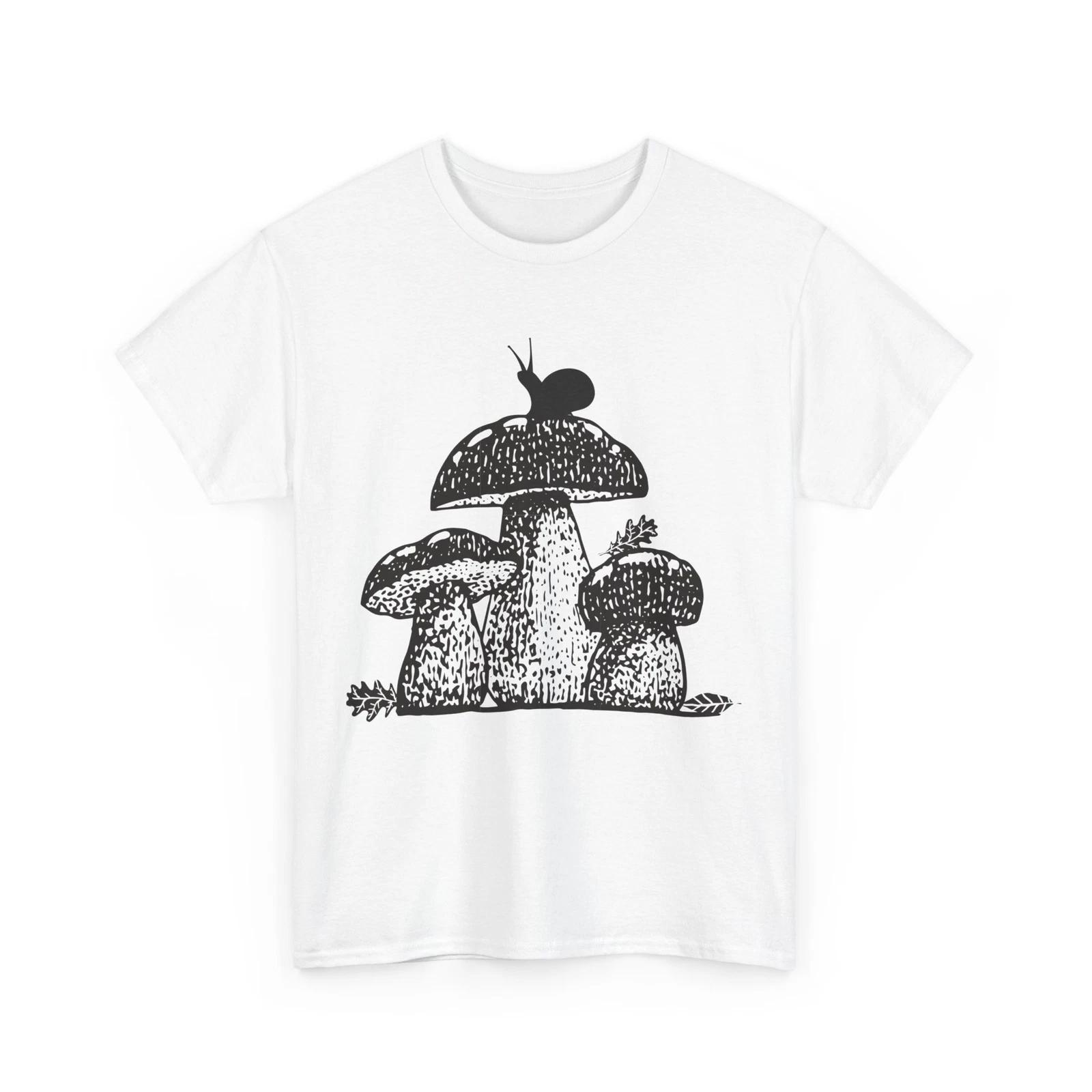 Mushroom Shirt, Mushroom with Snail Mycology Lovers Mushroom Collector T-shirt S