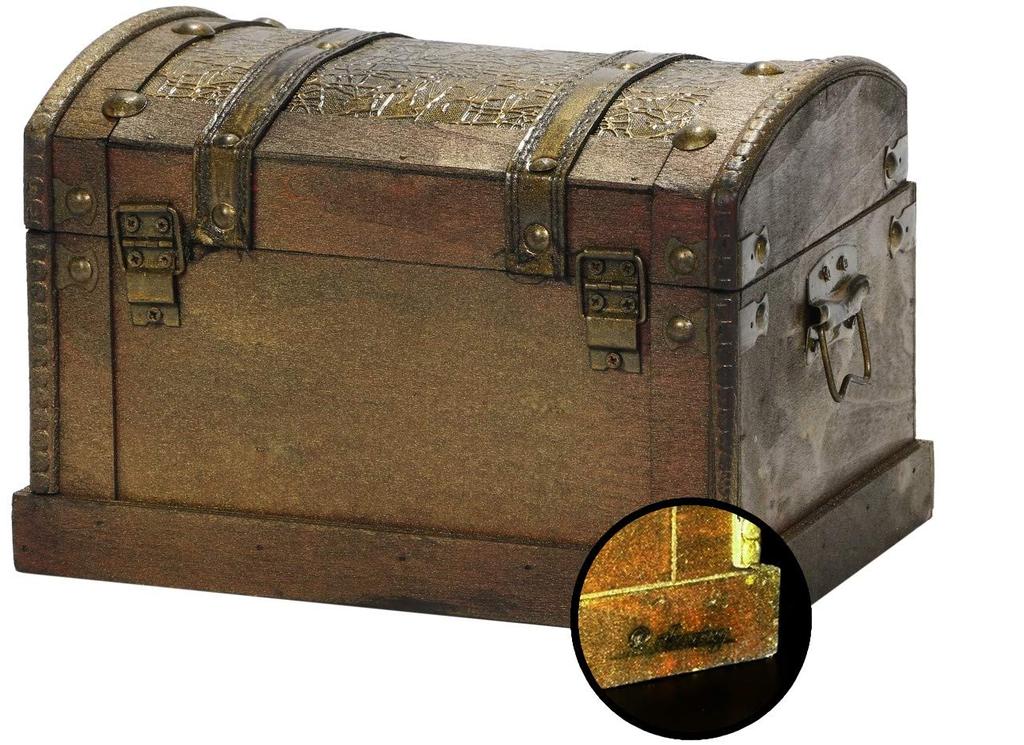 R_planning Antique Wooden Treasure Chest Box, Retro Vintage Decorative Trinket Box