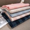 Wool Scarf Versatile Sweet Style Winter Warm Plaid Scarf Ins Korean Version Pink Plaid Scarf for Women