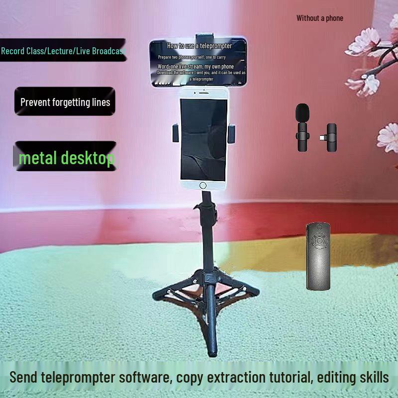 

Portable Mobile Phone Teleprompter Stand with Remote Control for Live Broadcasts & Short Videos