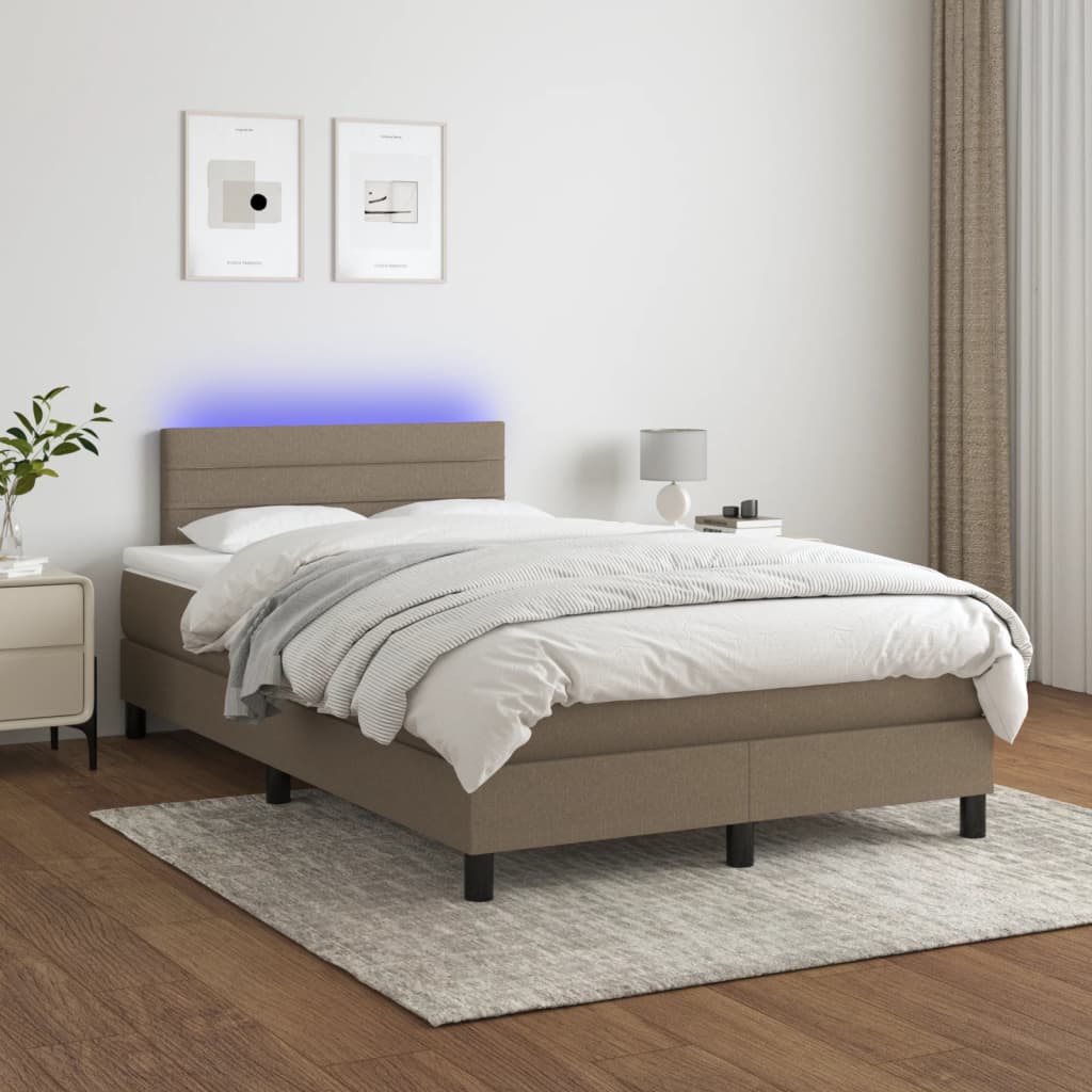 Vidaxl Letto Continentale Con Materasso, Taupe, 120X190 Cm, Tessuto