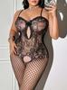 Erotic Crotchless Bodystockings One Piece Vestido Sexy Lingerie Women Hollow Teddy Baby Doll Dress Porn Costumes Fishnet Dresses