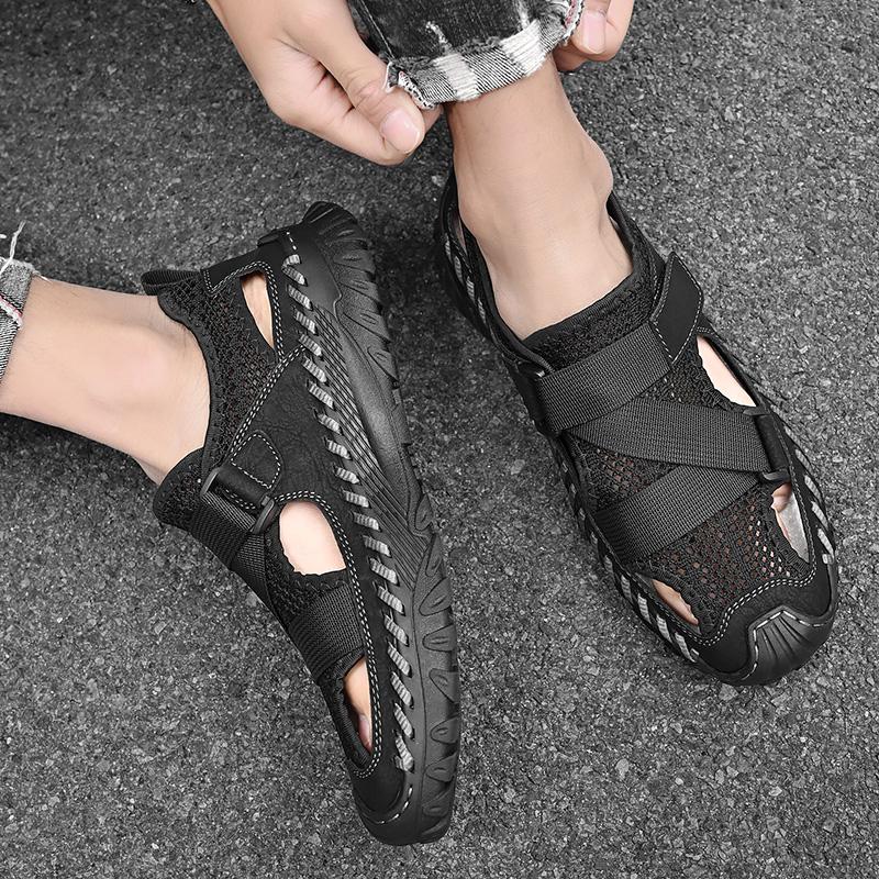 38-46 Yazlık Erkek Büyük Beden Moda El Yapımı Nefes Alabilen Sandaletler Günlük Plaj Ayakkabıları Kuş Yuvası Ayakkabıları