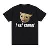 Save The EnvironUnisext Eat Plastic Cute Cat Graphic T Shirt Funny Unisex Women O-Neck Clothing T-shirts 100% Cotton Oversized T-shirt