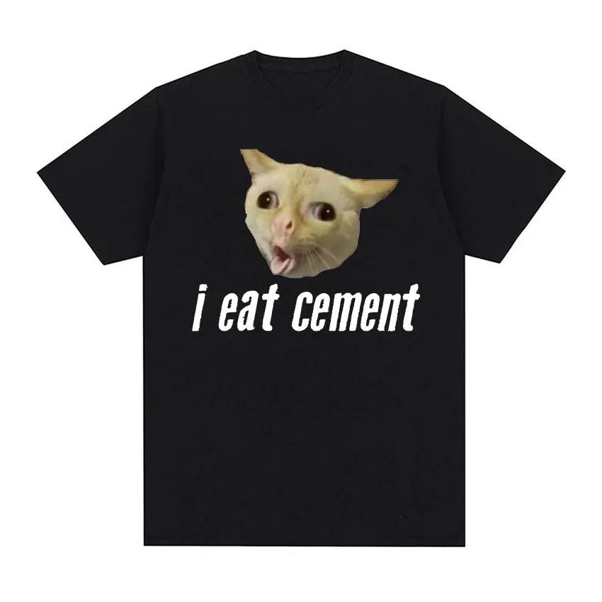 Save The EnvironUnisext Eat Plastic Cute Cat Graphic T Shirt Funny Unisex Women O-Neck Clothing T-shirts 100% Cotton Oversized T-shirt