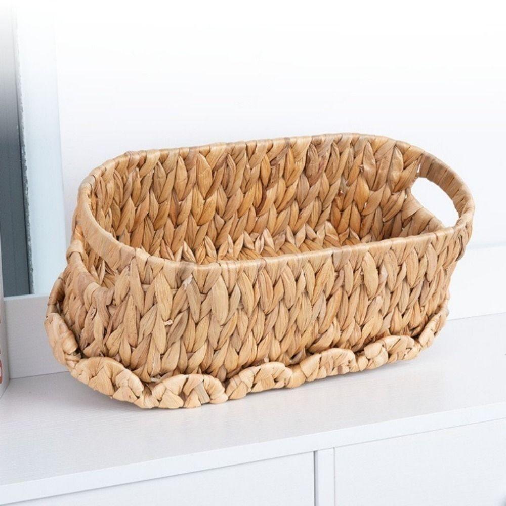 Dekorativní slámový pletený úložný koš Velkokapacitní toaletní košíky Košík na drobnosti Koupelna