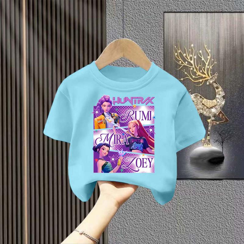 Kpop Lovci démonů Dětské oblečení Tričko s krátkým rukávem Roztomilé Kpop Lovci démonů Tygří Harajuku Tričko pro kluky a holky