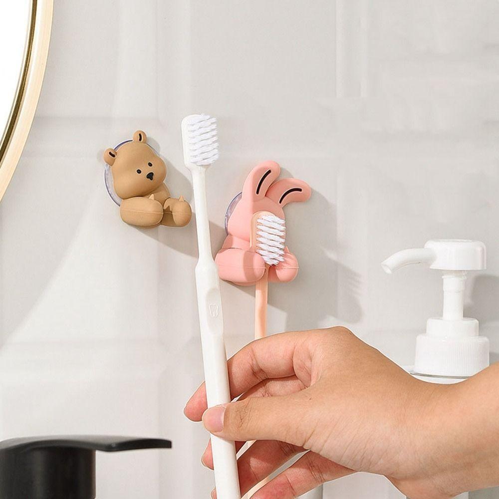 Wall-mounted Bunny Toothbrush Holder Cartoon Sundries Storage Rack Shaver Wire Storage Hook  Home