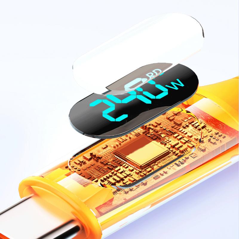 1 Stück 240W USB Typ C LED Digitalanzeige Kabel 6A USB-C zu USB-C Schnelllade-Ladekabel Zubehör für Huawei