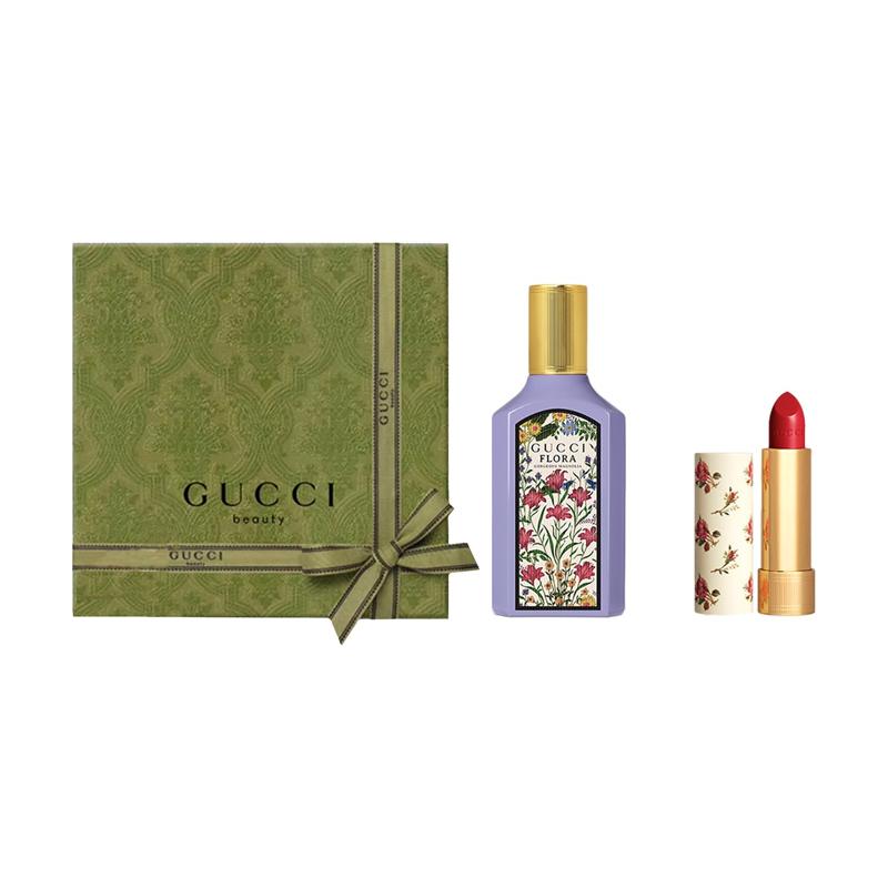 Gucci Perfume set Dreamy Mulan Small Floral Lipstick Colorful Silk Lipstick Gift Two-piece set: Qimeng Mulan women s perfume 100ml + #25 silk lip balm