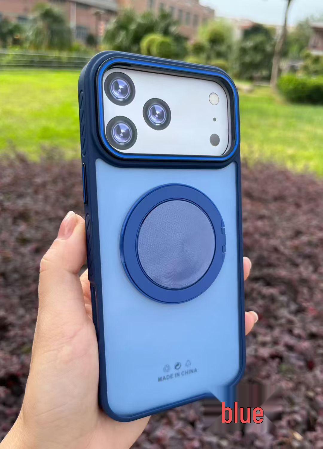 

360° Rotating Magnetic Bracket Case for 17Pro/17Pro Max, Frosted Premium Feel, Compatible with 15/14/13 iPhone 15 Pro синий